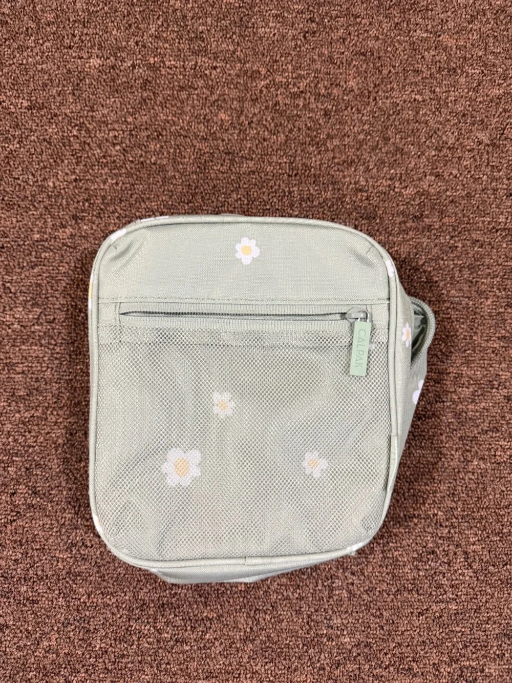 CALPAK Daisy Cosmetic Toiletry Makeup Organizer Bag Sage Green